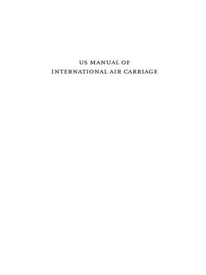 cover image of US Manual of International Air Carriage